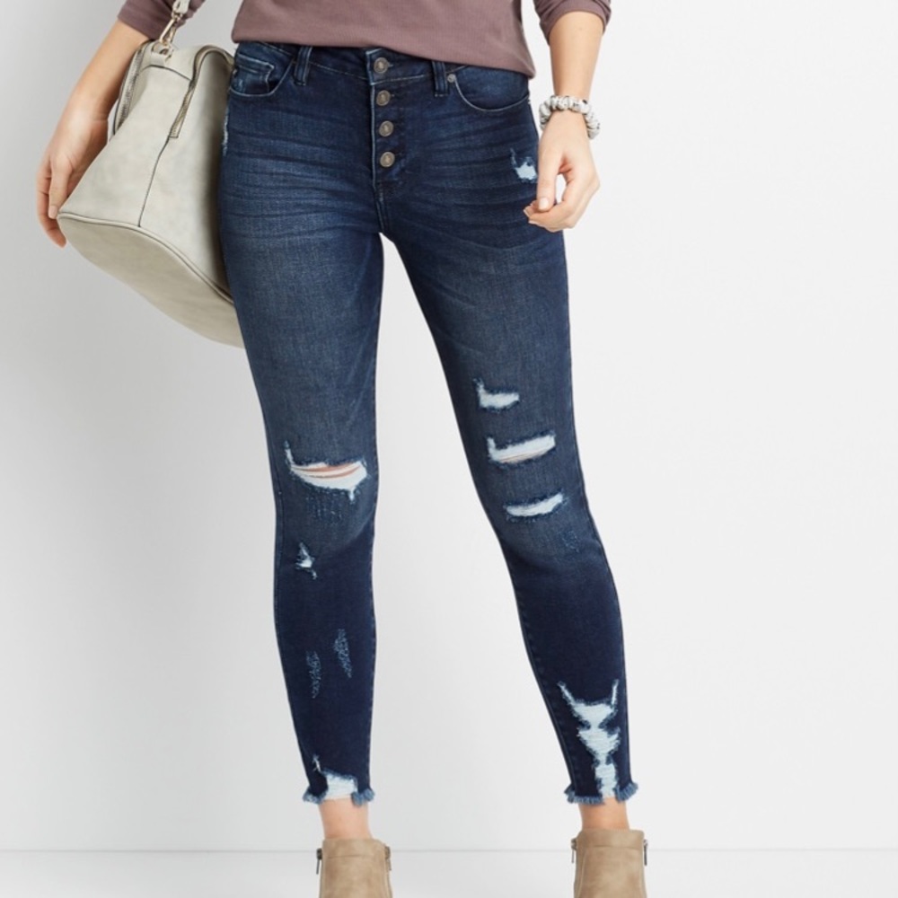 KanCan Highrise Button Fly Skinny Ankle Jeans 29